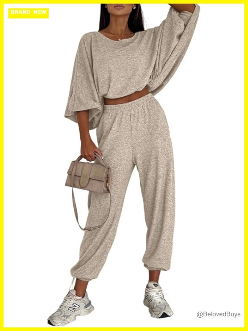 Women 2 Piece Lounge Set Bubble Crop Top Jogger Pants Matching Travel Outfit